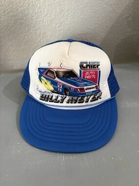 Vintage 1987 Billy Meyer Chief Auto Parts NHRA Trucker Hat Puffin Snapback